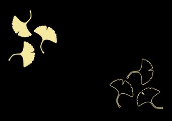Black background with golden pattern of plant petals