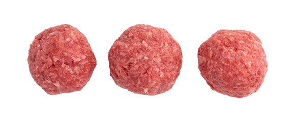 fresh raw meatballs isolated on white