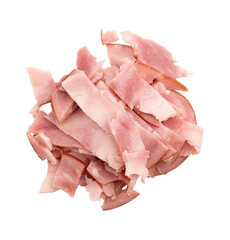 pieces of ham isolated on white