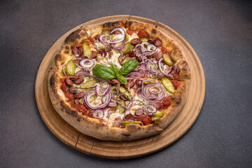 delicious pizza in the restaurant. 
