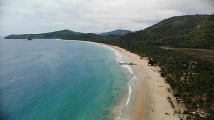 Aerial view of Nacpan beach on Palawan, Philippines