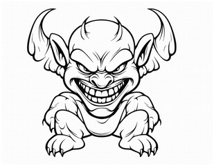 Devil With Big Smile Coloring Pages Drawing For Kids