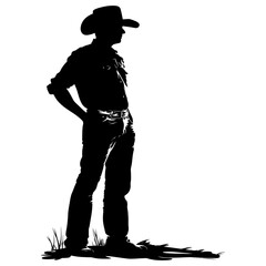 Silhouette farmer black color only full body