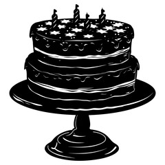 Silhouette birthday cake black color only