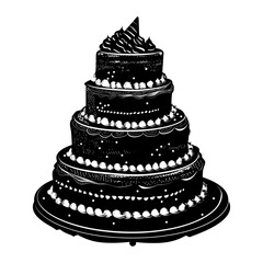 Silhouette birthday cake black color only