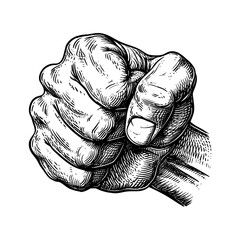 hand gesture in old engraving style for drawing reference