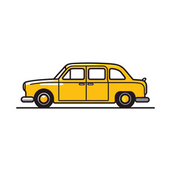 Taxi,simple,minimalism,flat color,vector illustration,thick outlined,white background