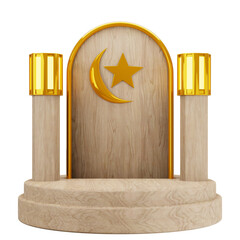 Golden Podium Portrayed in 3D Graphics