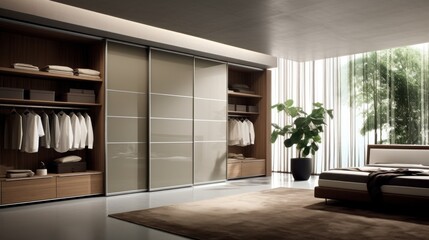 Fototapeta premium Modern and Comfortable Wardrobe With Sliding Door Design Ideas