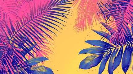 Behangcirkel plantas tropicais Elementos da moda com efeito de fotocópia retrô para design © Alexandre