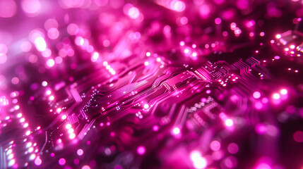 Futuristic Purple Light Tunnel, Vibrant Neon Abstract Background, Modern Technology Concept