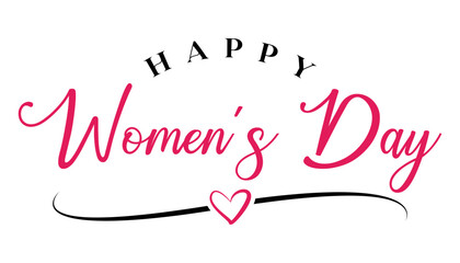 Happy Women's day hand drawn lettering vector illustration.