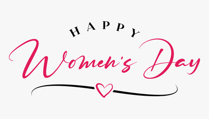 Happy Women's day hand drawn lettering vector illustration.