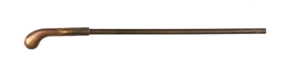 bronze walking cane isolated on white background