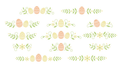 Easter Spring Header. Comprehensive Collection of Egg Patterns, Ornamental Borders, and Decorative Dividers for Banner Designs