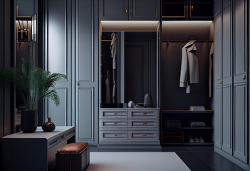 Dressing room in a modern style minimalist design