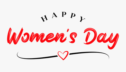 Happy Women's day hand drawn lettering vector illustration.