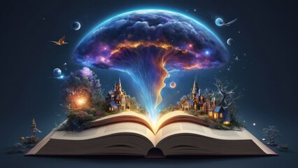 Books imagination, 3d illustration. generative, ai.