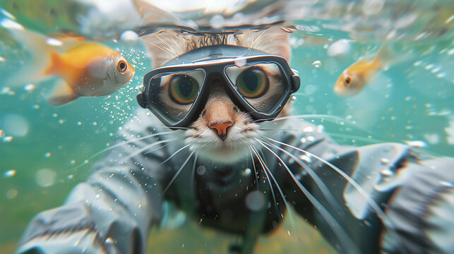 cat and fishing