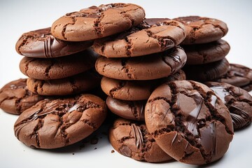 chocolate biscuits, delicious chocolate cookies, pure chocolate biscuits, chocochip cookies on a...
