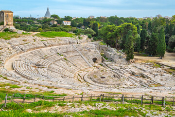 Greek theatre in Syracuse. Sicily, Italy - 737410201