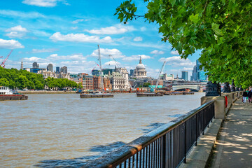 Promenade along Thames River. London, England - 737410251
