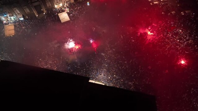 Napoli festa Scudetto - Festeggiamenti Scudetto - Riprese con Drone - Piazza del Plebiscito - 4 Maggio 2023
