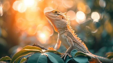 Cute adorable lizzard animal on nature's soft lap. In its natural habitat. Generative AI