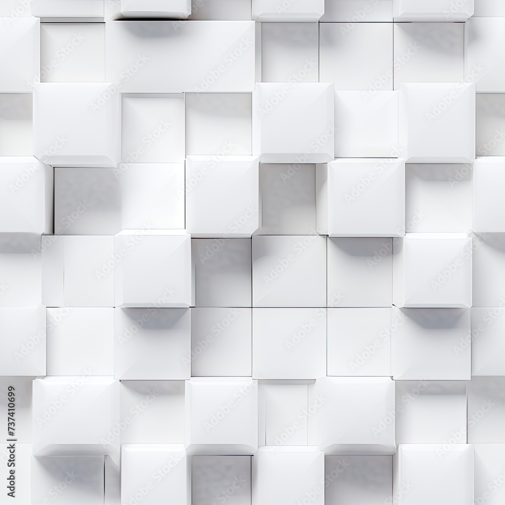 Poster seamless pattern with three-dimensional cubes. abstract mosaic of white colors squares