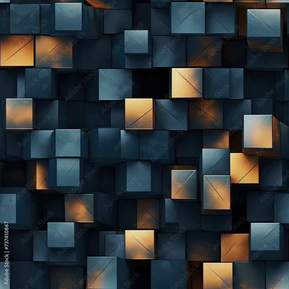 Poster seamless pattern with three-dimensional cubes. abstract mosaic of white colors squares