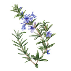 Branch of Rosemary, watercolor illustration, botanical herb