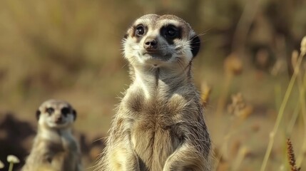 Cute adorable meerkat animal on nature's soft lap. In its natural habitat. Generative AI
