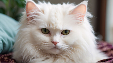 The Chinchilla is colour-type of Persian cat, with the same luxuriant long coat and large round eyes as the Persian.