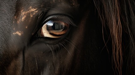 Naklejka premium a close up of a horse's eye with it's brown and white spots on it's face.