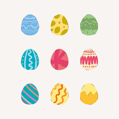 Happy Easter vector flat set