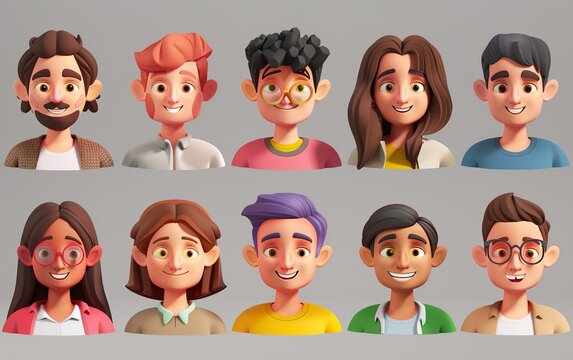 3D diverse people avatar set
