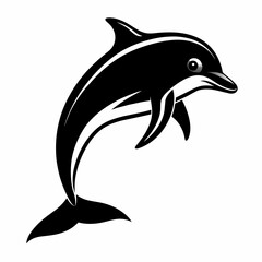 dolphin silhouette logo isolated on white background.