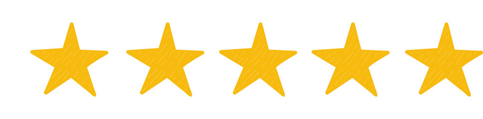 Five star, reviews doodle set. Feedback in hand drawn style. Quality concept elements. - obrazy, fototapety, plakaty