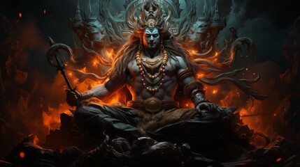 Divine Manifestation: Reverent Images of Lord Shiva in Worship - obrazy, fototapety, plakaty