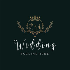 Wedding logo design creative concept with decoration unique style Premium Vector Part 8