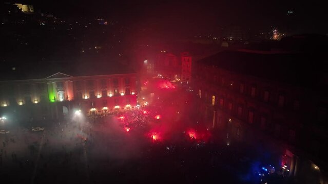 Napoli festa Scudetto - Festeggiamenti Scudetto - Riprese con Drone - Piazza del Plebiscito - 4 Maggio 2023
