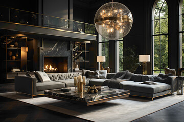 Immerse yourself in a living room designed for the connoisseur, showcasing the most luxurious...