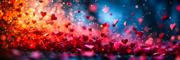 Festive Bokeh and Glitter, Abstract Red and Pink Lights, Romantic Valentines Day and Christmas Background Design
