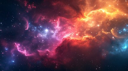Fototapeta premium Cosmic Odyssey: Colourful Cosmos Background with Space and Cosmic Dust, Hand Edited Generative AI