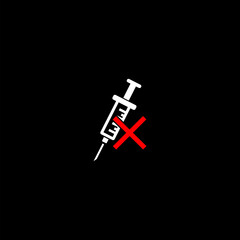 No syringe line icon isolated on black background