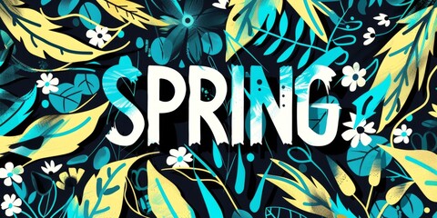 this colorful spring banner is on a floral background Generative AI