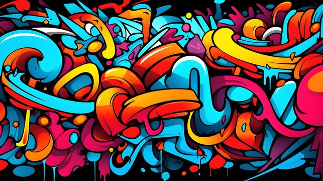 Vibrant Graffiti Art Style Background, Hand Edited Generative AI