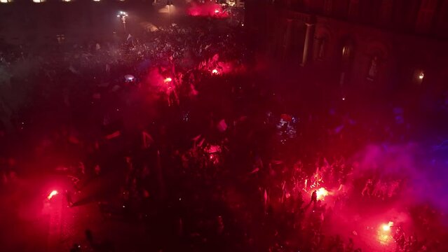 Napoli festa Scudetto - Festeggiamenti Scudetto - Riprese con Drone - Piazza del Plebiscito - 4 Maggio 2023