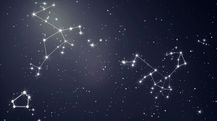 Starry Constellation: Minimalist Illustration of Stars in a Dark Sky, Forming a Celestial Constellation