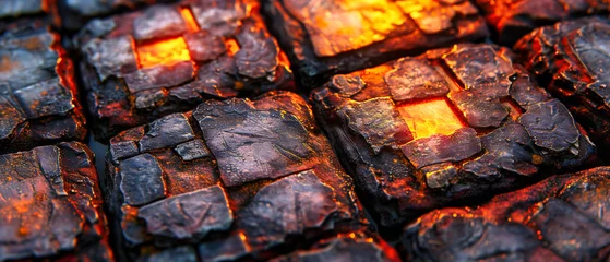 Poster Embers glow, the warm, vibrant heart of a fire, illustrating the raw power and beauty of elemental forces © Jahid